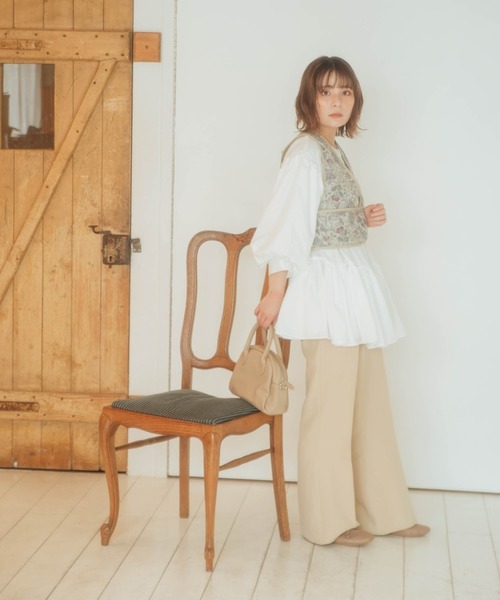 nemne store（ネンネストア）の「のんびり過ごすフレアカラーパンツ（スラックス・レディース・オレンジ/ブルー/ライトグリーン/アイボリー/マスタード・SMALL/MEDIUM）」の15枚目の写真