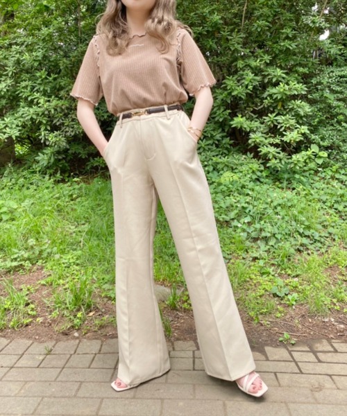 nemne store（ネンネストア）の「のんびり過ごすフレアカラーパンツ（スラックス・レディース・オレンジ/ブルー/ライトグリーン/アイボリー/マスタード・SMALL/MEDIUM）」の20枚目の写真