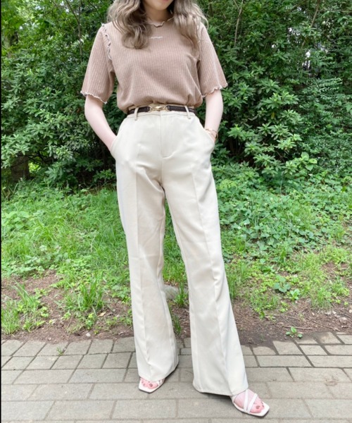 nemne store（ネンネストア）の「のんびり過ごすフレアカラーパンツ（スラックス・レディース・オレンジ/ブルー/ライトグリーン/アイボリー/マスタード・SMALL/MEDIUM）」の21枚目の写真