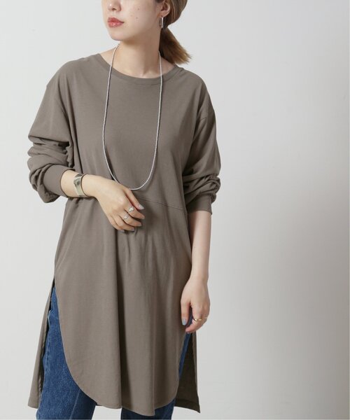 MJUKA.（ミューカ）の「ロングシャツテールプルオーバー（Tシャツ/カットソー・レディース・グレー/オフホワイト・FREE）」の6枚目の写真