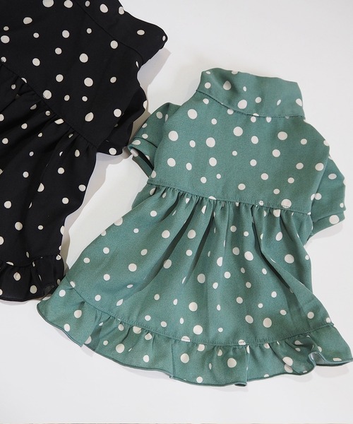 Toyome（トヨミー）の「【飼い主と犬服のペアルックセット】リボンタイ付きドット柄ワンピース（ペットウェア・レディース・ブラック/グリーン・M/S/XXS/L/SS）」の21枚目の写真