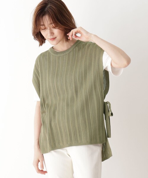 DRESKIP（ドレスキップ）の「◆【2点セット】ニットベスト×Tシャツ（その他トップス・レディース・ライトグレー/ブラック/カーキ/サンドベージュ・01/02/03/04）」の4枚目の写真