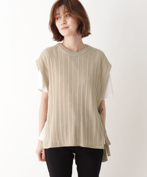 DRESKIP（ドレスキップ）の「◆【2点セット】ニットベスト×Tシャツ（その他トップス・レディース・ライトグレー/ブラック/カーキ/サンドベージュ・01/02/03/04）」の12枚目の写真