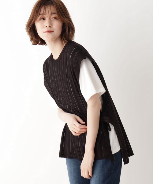 DRESKIP（ドレスキップ）の「◆【2点セット】ニットベスト×Tシャツ（その他トップス・レディース・ライトグレー/ブラック/カーキ/サンドベージュ・01/02/03/04）」の14枚目の写真