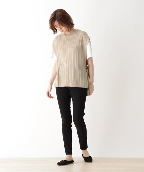 DRESKIP（ドレスキップ）の「◆【2点セット】ニットベスト×Tシャツ（その他トップス・レディース・ライトグレー/ブラック/カーキ/サンドベージュ・01/02/03/04）」の8枚目の写真