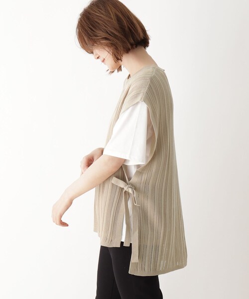 DRESKIP（ドレスキップ）の「◆【2点セット】ニットベスト×Tシャツ（その他トップス・レディース・ライトグレー/ブラック/カーキ/サンドベージュ・01/02/03/04）」の5枚目の写真