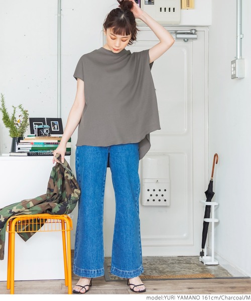 coca(coca)(コカ)の「前後2WAYラフワッフルボタントップス(Tシャツ/カットソー・レディース・チャコールグレー/ブラック・M/L)」の6枚目の写真