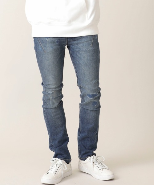 STUDIOUS SELECT（ステュディオスセレクト）の「【NUMBER(N)INE】別注クラッシュスキニーデニムパンツ（デニムパンツ・メンズ・ブラック/インディゴブルー・3/1/2）」の14枚目の写真