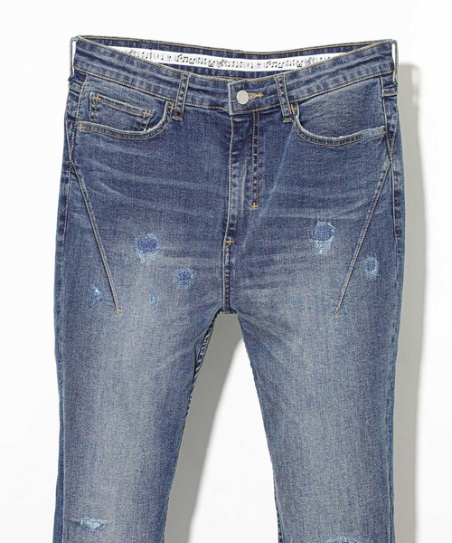 STUDIOUS SELECT（ステュディオスセレクト）の「【NUMBER(N)INE】別注クラッシュスキニーデニムパンツ（デニムパンツ・メンズ・ブラック/インディゴブルー・3/1/2）」の22枚目の写真
