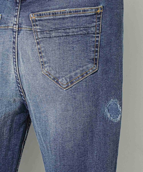 STUDIOUS SELECT（ステュディオスセレクト）の「【NUMBER(N)INE】別注クラッシュスキニーデニムパンツ（デニムパンツ・メンズ・ブラック/インディゴブルー・3/1/2）」の8枚目の写真
