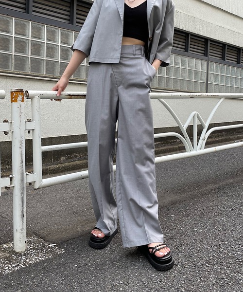 Chico（チコ）の「【SET UP対応】アシメフロントスラックスワイド