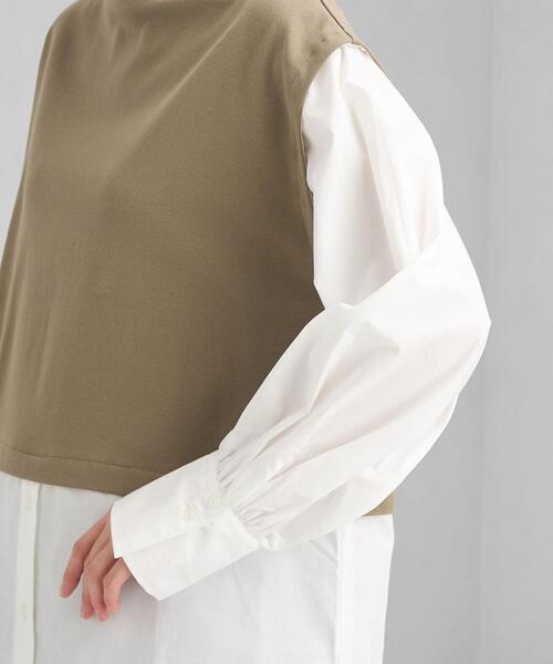 green label relaxing（グリーンレーベルリラクシング）の「フハクコンビ シャツ レイヤード プルオーバー カットソー（Tシャツ/カットソー・レディース・ブラック/ブラウン/パープル・FREE）」の8枚目の写真