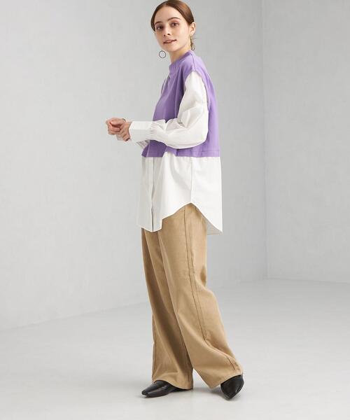 green label relaxing（グリーンレーベルリラクシング）の「フハクコンビ シャツ レイヤード プルオーバー カットソー（Tシャツ/カットソー・レディース・ブラック/ブラウン/パープル・FREE）」の13枚目の写真