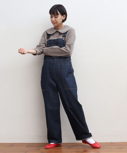 CHILD WOMAN(チャイルドウーマン)の「ギンガムJAQ BIG衿プルオーバー(Tシャツ/カットソー・レディース・レッド/ブラウン・FREE)」の21枚目の写真