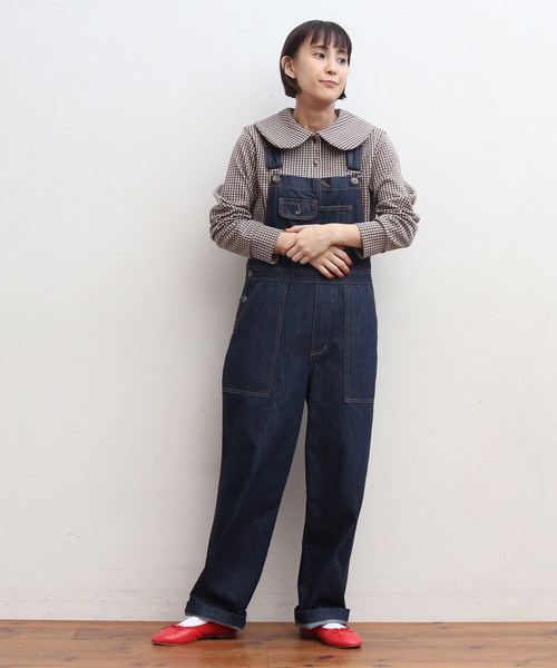 CHILD WOMAN(チャイルドウーマン)の「ギンガムJAQ BIG衿プルオーバー(Tシャツ/カットソー・レディース・レッド/ブラウン・FREE)」の22枚目の写真