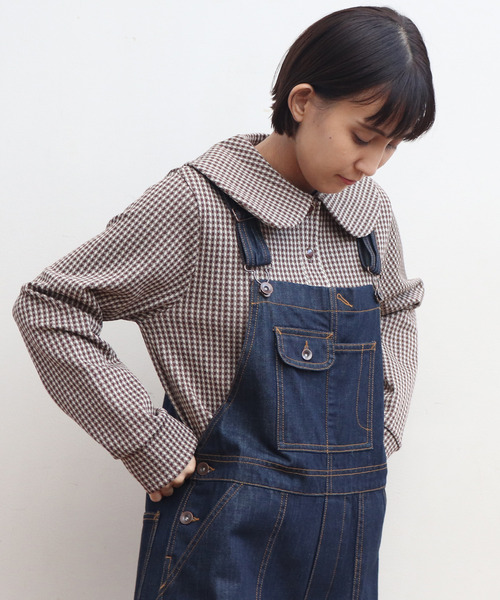 CHILD WOMAN(チャイルドウーマン)の「ギンガムJAQ BIG衿プルオーバー(Tシャツ/カットソー・レディース・レッド/ブラウン・FREE)」の18枚目の写真