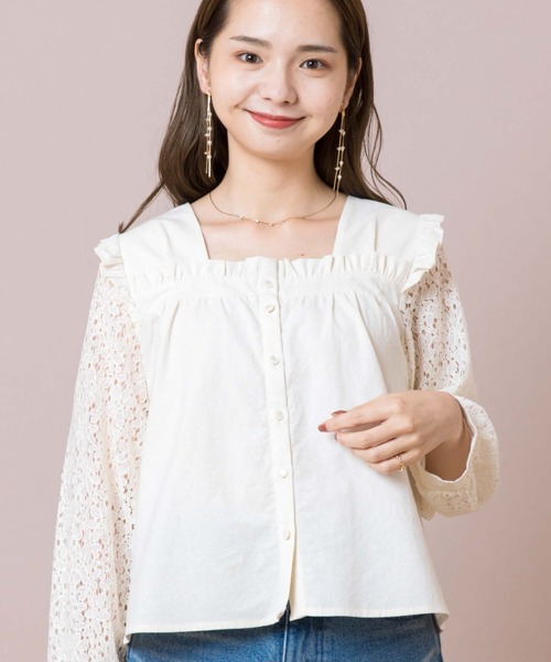flower（フラワー）の「フラワースリーブブラウス（シャツ/ブラウス・レディース・アイボリー/ブラック・FREE）」の2枚目の写真