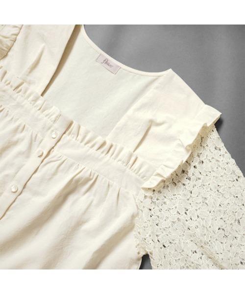 flower（フラワー）の「フラワースリーブブラウス（シャツ/ブラウス・レディース・アイボリー/ブラック・FREE）」の8枚目の写真