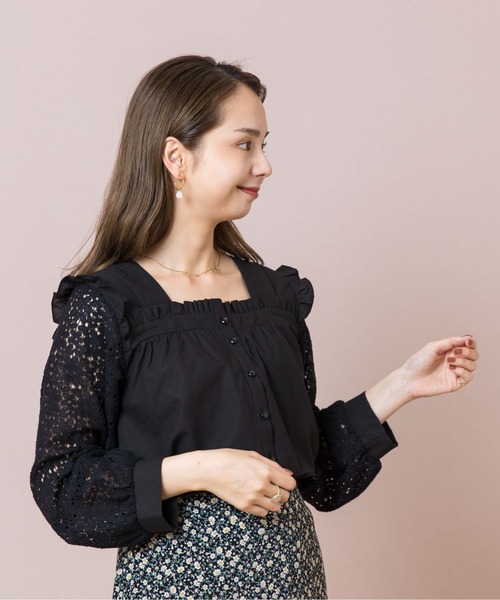 flower（フラワー）の「フラワースリーブブラウス（シャツ/ブラウス・レディース・アイボリー/ブラック・FREE）」の15枚目の写真