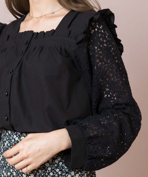 flower（フラワー）の「フラワースリーブブラウス（シャツ/ブラウス・レディース・アイボリー/ブラック・FREE）」の19枚目の写真