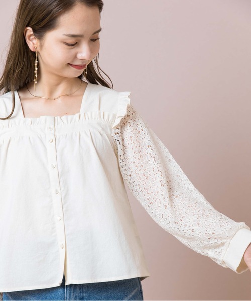 flower（フラワー）の「フラワースリーブブラウス（シャツ/ブラウス・レディース・アイボリー/ブラック・FREE）」の18枚目の写真