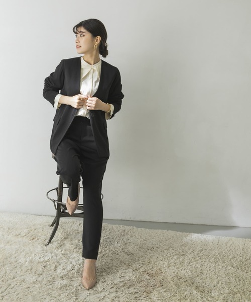 URBAN RESEARCH（アーバンリサーチ）の「LA MAISON　ノーカラージャケット（テーラードジャケット・レディース・ブラック/ブラウン・-）」の9枚目の写真