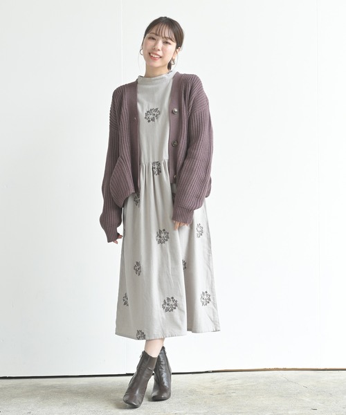 rps（アールピーエス）の「サークル刺繍ワンピース（ワンピース・レディース・アイボリー/チャコールグレー/グレイッシュベージュ/カーキ・M）」の6枚目の写真