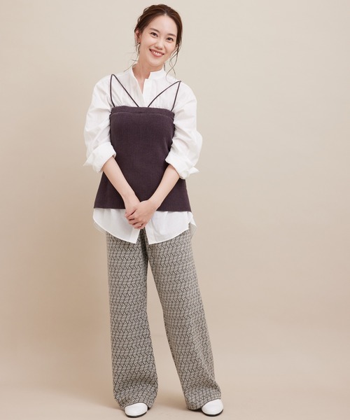 SALON adam et rope'（サロン アダム エ ロペ）の「【極上の肌ざわり】ブラパット付きキャミソール -CreamyCotton /クリーミーコットン-（キャミソール・レディース・チャコールグレー/ベージュ/オフホワイト・FREE）」の9枚目の写真