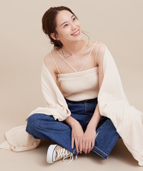 SALON adam et rope'（サロン アダム エ ロペ）の「【極上の肌ざわり】ブラパット付きキャミソール -CreamyCotton /クリーミーコットン-（キャミソール・レディース・チャコールグレー/ベージュ/オフホワイト・FREE）」の7枚目の写真