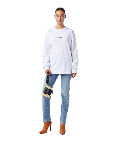 DIESEL（ディーゼル）の「レディース サステナブル Tシャツ エンブロイダリー リラックスフィット バックプリント（Tシャツ/カットソー・レディース・ホワイト/ブラック・MEDIUM/SMALL/LARGE/X-SMALL）」の11枚目の写真