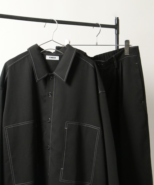 NO NEED(ノーニード)の「【メディア紹介商品】ステッチワークシャツ&ステッチワークワイドパンツ セットアップ(セットアップ・メンズ・チャコールグレー/ブラック/グレー・M/L)」の7枚目の写真