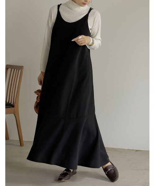 Re:EDIT（リエディ）の「ポンチティアードダブルストラップキャミワンピース（ワンピース・レディース・ブラック/ベージュ/モカ・SHORT/LARGE/MEDIUM）」の12枚目の写真