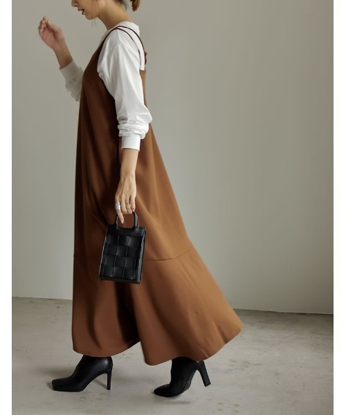 Re:EDIT（リエディ）の「ポンチティアードダブルストラップキャミワンピース（ワンピース・レディース・ブラック/ベージュ/モカ・SHORT/LARGE/MEDIUM）」の13枚目の写真