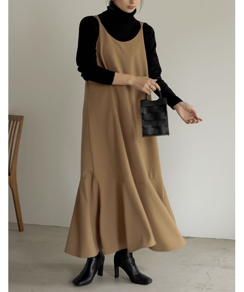 Re:EDIT（リエディ）の「ポンチティアードダブルストラップキャミワンピース（ワンピース・レディース・ブラック/ベージュ/モカ・SHORT/LARGE/MEDIUM）」の16枚目の写真