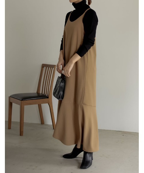 Re:EDIT（リエディ）の「ポンチティアードダブルストラップキャミワンピース（ワンピース・レディース・ブラック/ベージュ/モカ・SHORT/LARGE/MEDIUM）」の9枚目の写真