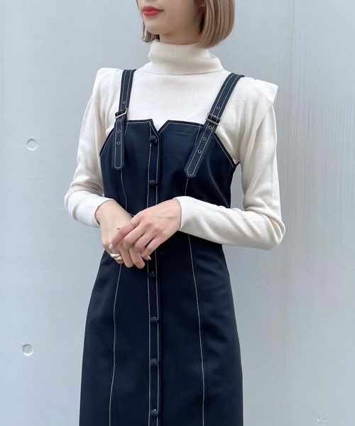 TITTY&CO.（ティティーアンドコー）の「【TITTY&CO.】カシミヤタッチタートル（ニット/セーター・レディース・ライトブルー/ブラック/オフホワイト/ピンク・FREE）」の9枚目の写真