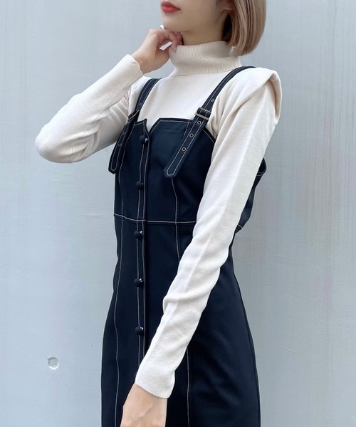 TITTY&CO.（ティティーアンドコー）の「【TITTY&CO.】カシミヤタッチタートル（ニット/セーター・レディース・ライトブルー/ブラック/オフホワイト/ピンク・FREE）」の5枚目の写真