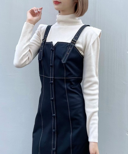 TITTY&CO.（ティティーアンドコー）の「【TITTY&CO.】カシミヤタッチタートル（ニット/セーター・レディース・ライトブルー/ブラック/オフホワイト/ピンク・FREE）」の17枚目の写真