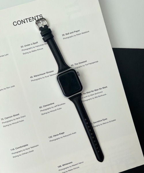 Me%（ミィパーセント）の「AppleWatchフェイクレザーバンド【UNISEX】【全サイズ対応】（デジタル腕時計・レディース・ベージュ/ブラック/ダークブラウン・MEDIUM/LARGE）」の2枚目の写真