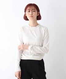 DRESKIP | 吸湿発熱シャリ－ング衿レースプルオーバー(Tシャツ/カットソー)