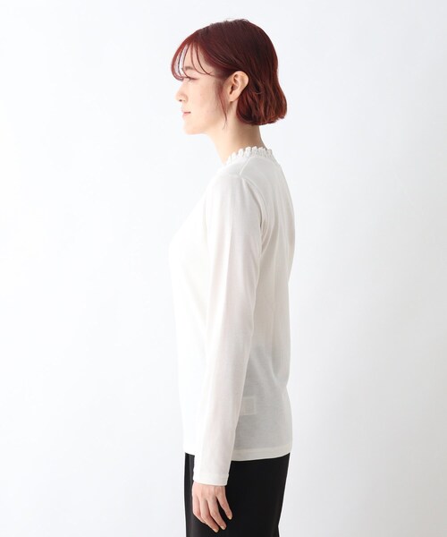 DRESKIP（ドレスキップ）の「◆吸湿発熱シャリ－ング衿レースプルオーバー（Tシャツ/カットソー・レディース・ブラック/ライトベージュ/チャコールグレー/オフホワイト・03/04/02）」の8枚目の写真