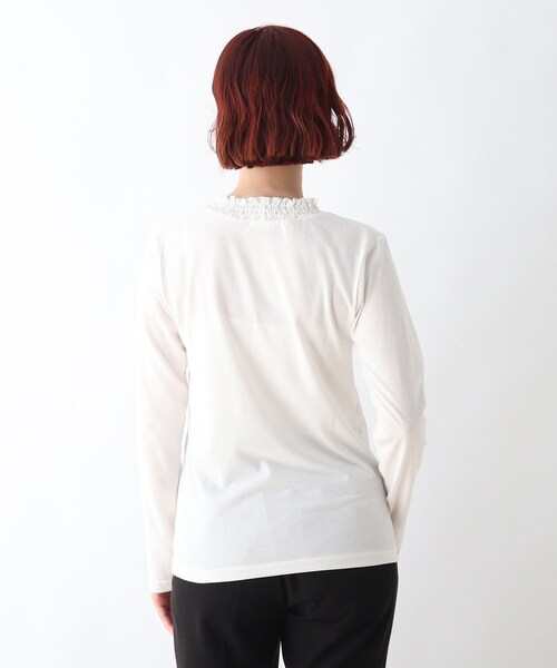 DRESKIP（ドレスキップ）の「◆吸湿発熱シャリ－ング衿レースプルオーバー（Tシャツ/カットソー・レディース・ブラック/ライトベージュ/チャコールグレー/オフホワイト・03/04/02）」の9枚目の写真