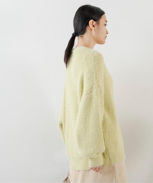 ANGIE（アンジー）の「シャギーVネックオーバーサイズカラーカーディガン（カーディガン/ボレロ・レディース・ベージュ/ライム/ブルー/ライトパープル/ライトピンク・FREE）」の13枚目の写真