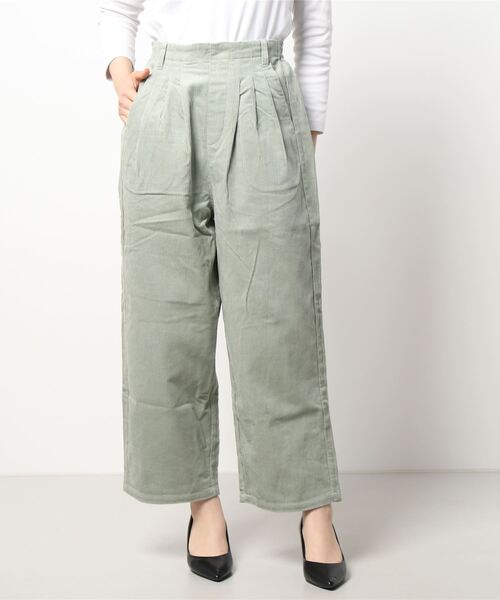 Samansa Mos2 blue（サマンサモスモスブルー）の「コーデュロイタックパンツ（その他パンツ・レディース・ミント/モカ/チャコール/キナリ・ﾌﾘ-）」の9枚目の写真