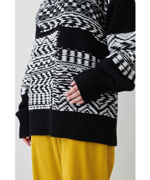 MEDE19F（メデジュウキュウ）の「ＭＥＤＥ１９Ｆ　ジャカード編み裏遣いニット（ニット/セーター・レディース・ピンク/ブラック×ホワイト・MEDIUM/LARGE/X-LARGE/XX-LARGE）」の18枚目の写真