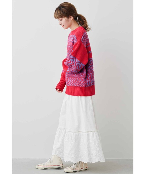 MEDE19F（メデジュウキュウ）の「ＭＥＤＥ１９Ｆ　ジャカード編み裏遣いニット（ニット/セーター・レディース・ピンク/ブラック×ホワイト・MEDIUM/LARGE/X-LARGE/XX-LARGE）」の11枚目の写真