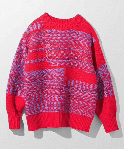 MEDE19F（メデジュウキュウ）の「ＭＥＤＥ１９Ｆ　ジャカード編み裏遣いニット（ニット/セーター・レディース・ピンク/ブラック×ホワイト・MEDIUM/LARGE/X-LARGE/XX-LARGE）」の15枚目の写真