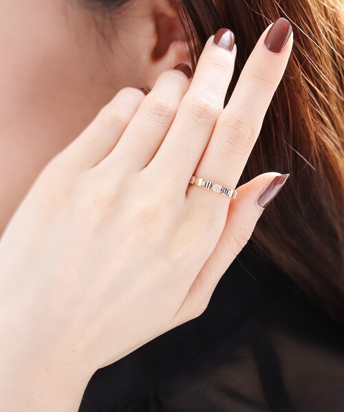 K10ダイヤモンド 縦溝×平打ちリング（リング）｜COCOSHNIK（ココシュ