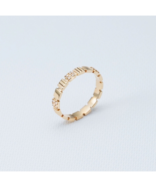 【はな】COCOSHNIK ★ ダイヤモンド縦溝×平打ちリング K10ダイヤモンド 縦溝×平打ちリング（リング）｜COCOSHNIK（ココシュ
