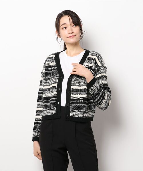 KOBE LETTUCE（コウベレタス）の「ツイード風ニットカーディガン[C5745]（カーディガン/ボレロ・レディース・ブラック/ブラウン・FREE）」の2枚目の写真